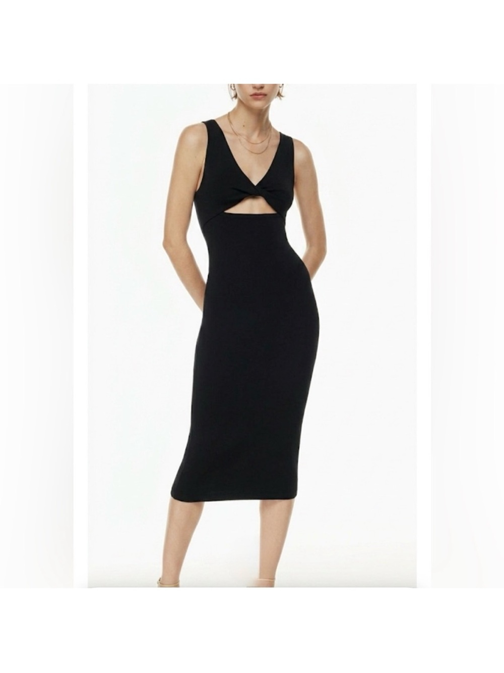 Aritzia Babaton Contour Mantel Cutout Midi Dress Black - Size M